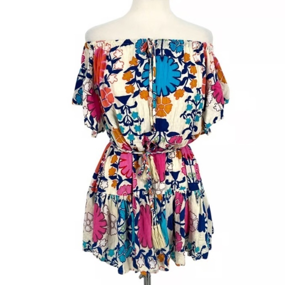 Rachel Roy Floral Off Shoulder Dress with Pink and Blue